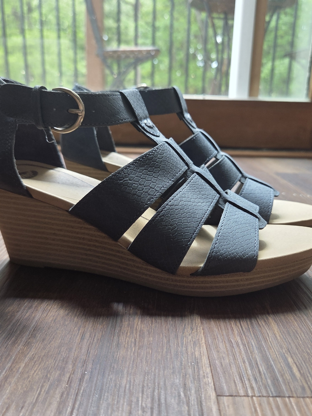 DrScholl's Blue Strappy Wedge Sandals